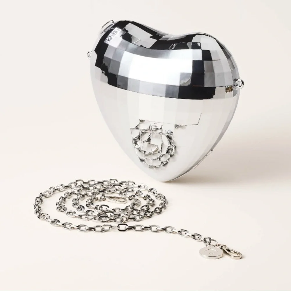 Kate Spade x Target NWT Silver Disco Heart Crossbody Bag